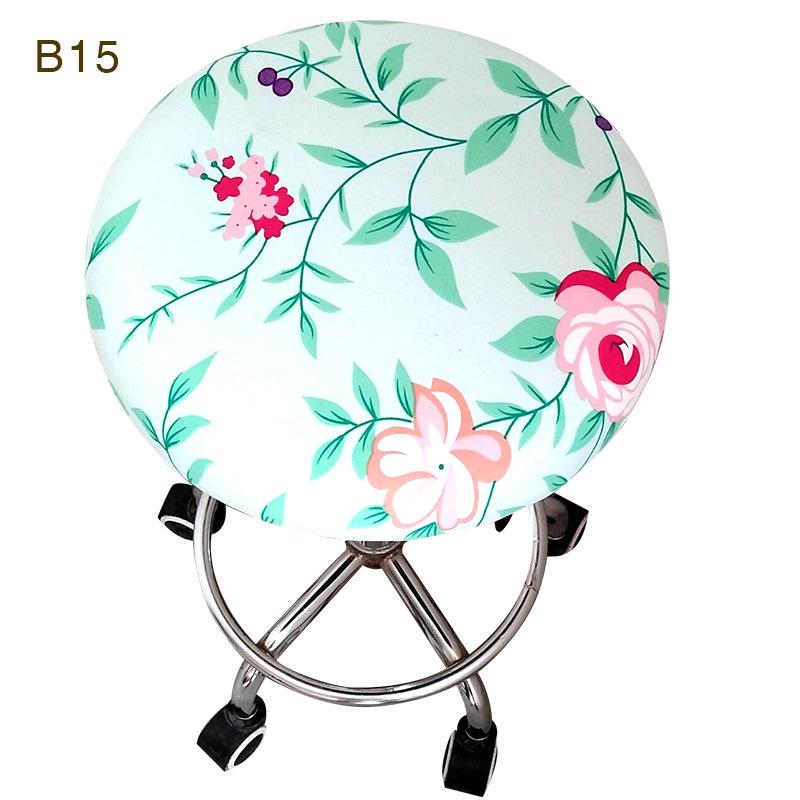LIUXDIV Rundt Stoltrekk Barstoltrekk Elastisk Setetrekk Hjemmestol Slipcover Blomstertrykt Husholdningsartikler Rund Krakk