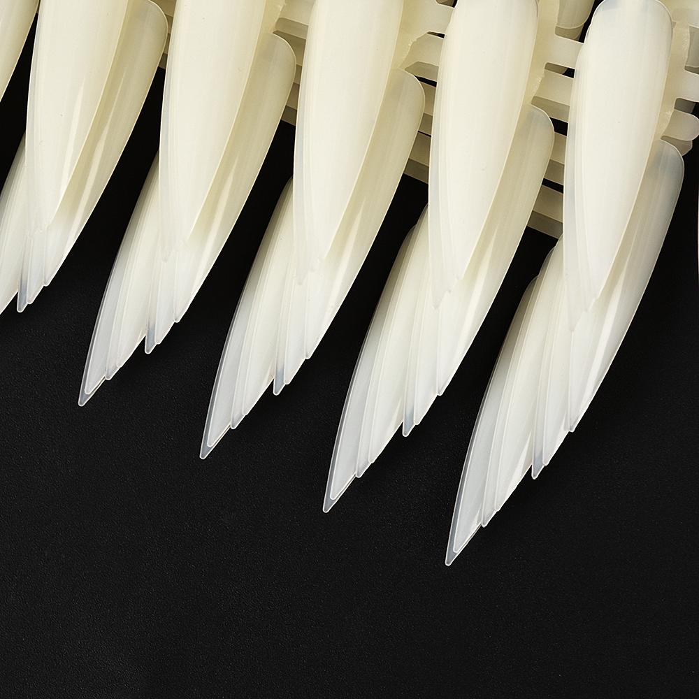 240pcs False Nails Stiletto Shape Press On Natural Transparent Tips Practicing Gel Polish Display Fake Nail Practice Manicure Tool