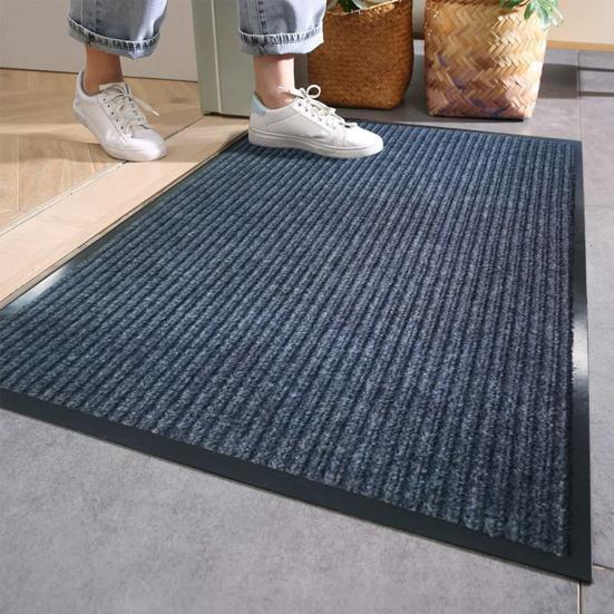 Striped Front Door Mat Heavy Duty Absorbent Entrance Doormat Indoor Outdoor