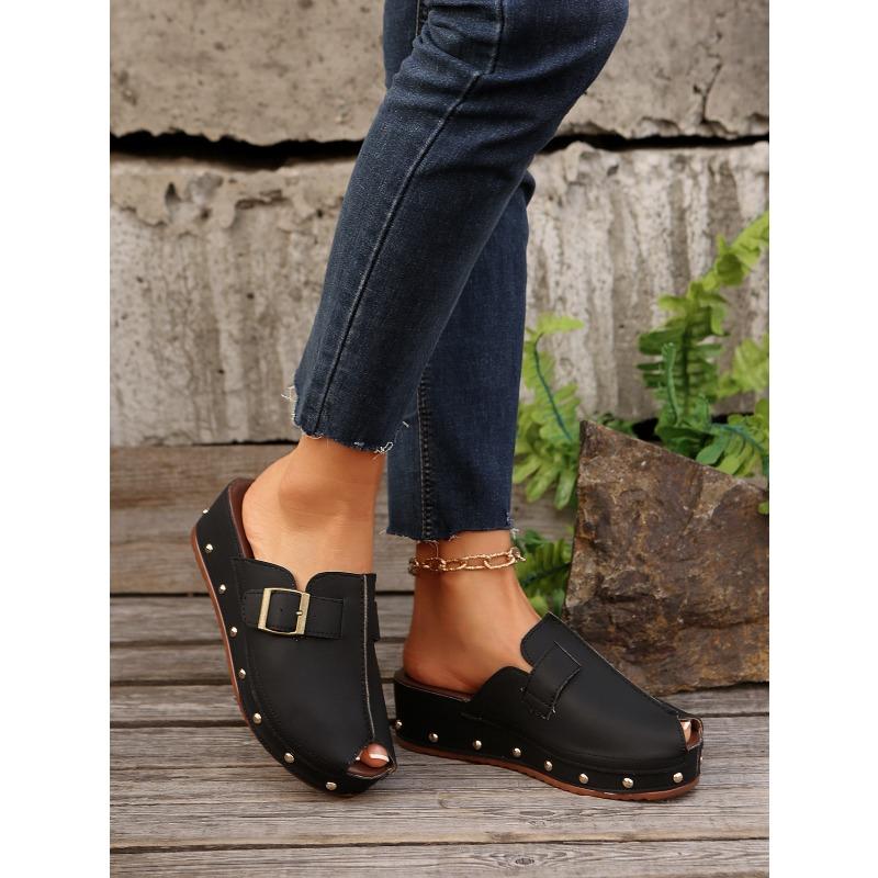 2025 Summer New Women's Platform Slippers Large Size Toe Open Toe Platform Beach Sandals for Women