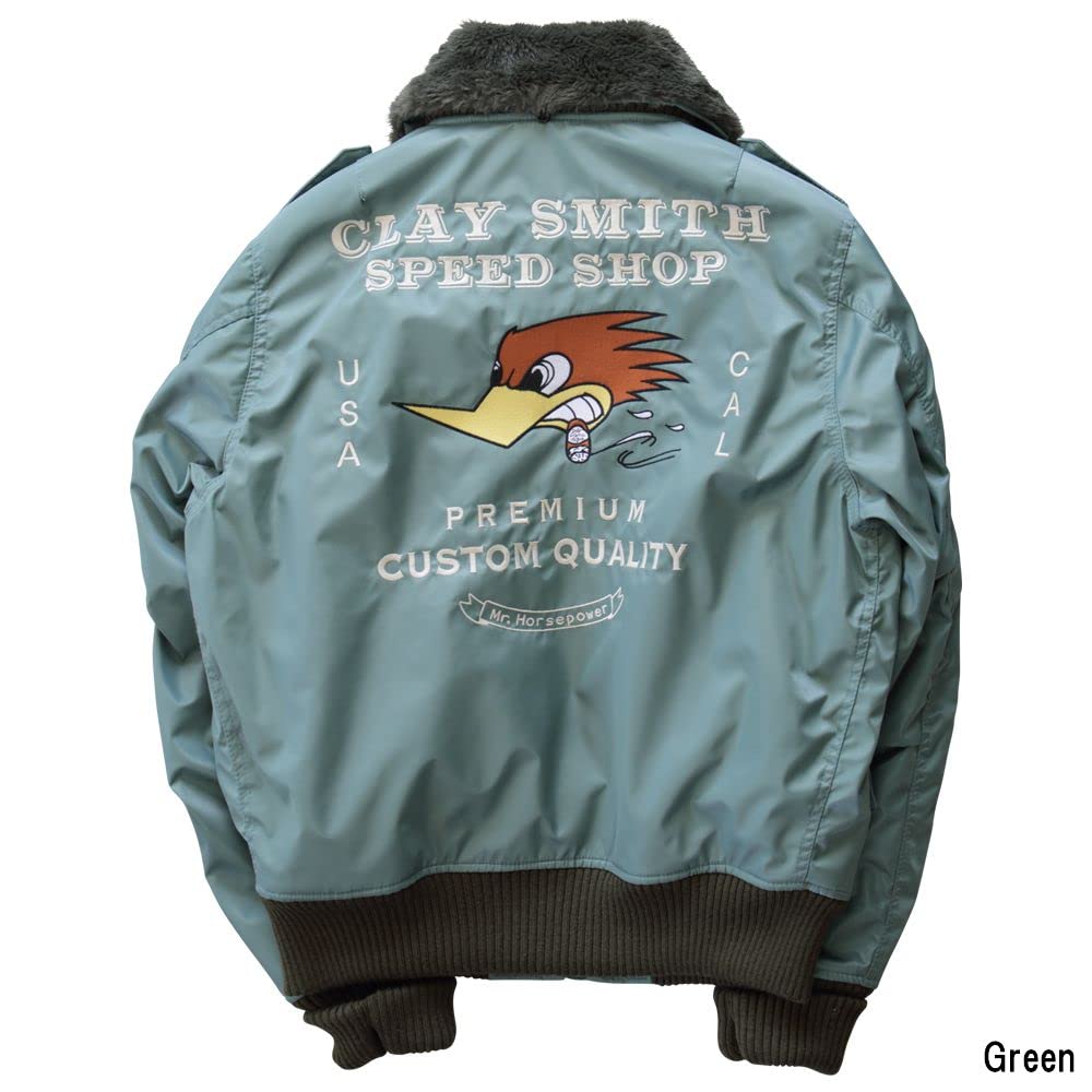 Clay Smith Winter Jacket with Soft and Spinal Removable Fur DRAG-GUN Shoulder, Elbow, Pads, Collar, CSY-2850 (LLW, Green)