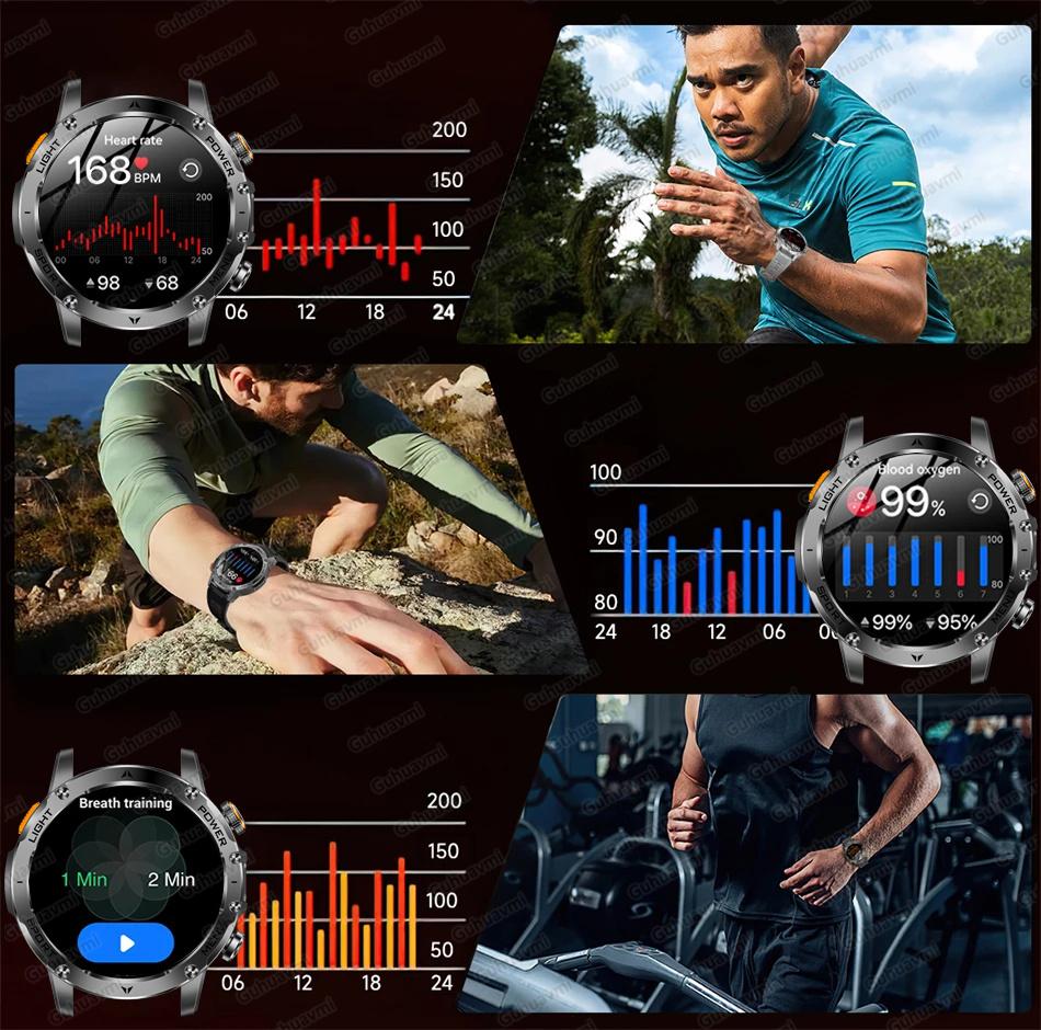 AK87 Men 1000mAh Battery Smart Watch 1.7-inch Large Screen GPS Track Heart Rate 3ATM Waterproof Wireless Call Sports Smartwatch