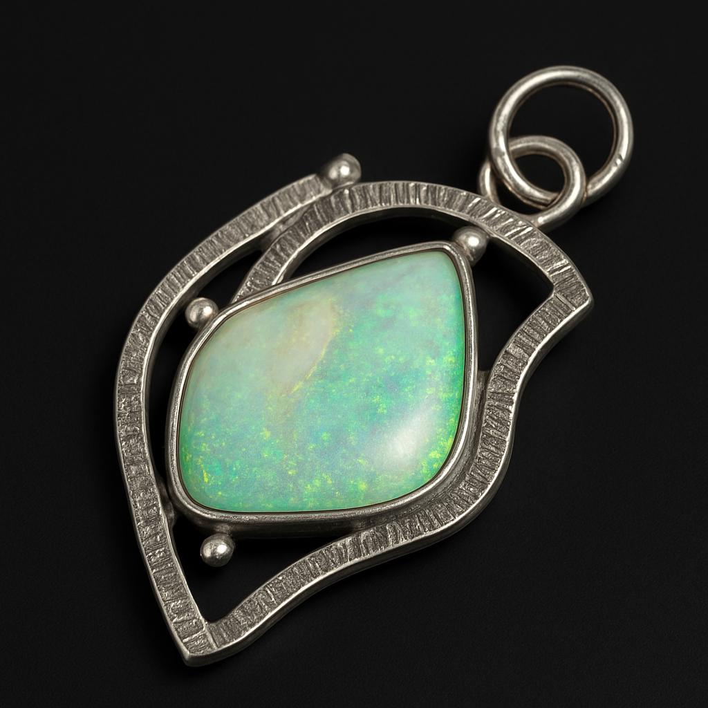Natural Opal Pendant 23 ct Multicolor Fancy Shape 925 Sterling Silver October Birthday Birthstone