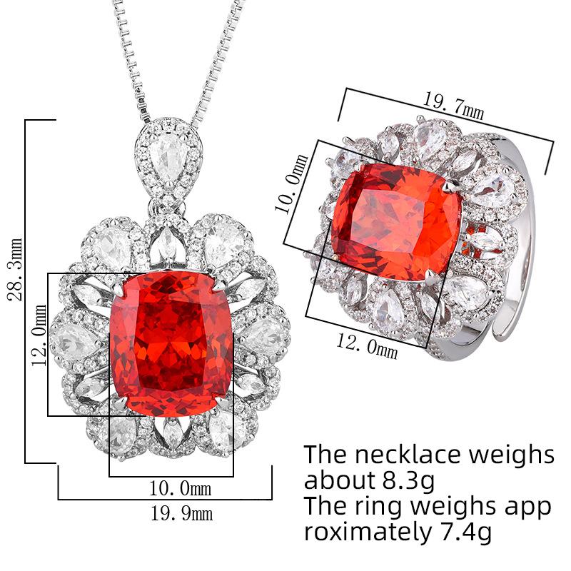 New Women's Design Flower Colored Zircon Micro Inlaid Pendant Set Simple Party Festival Gift