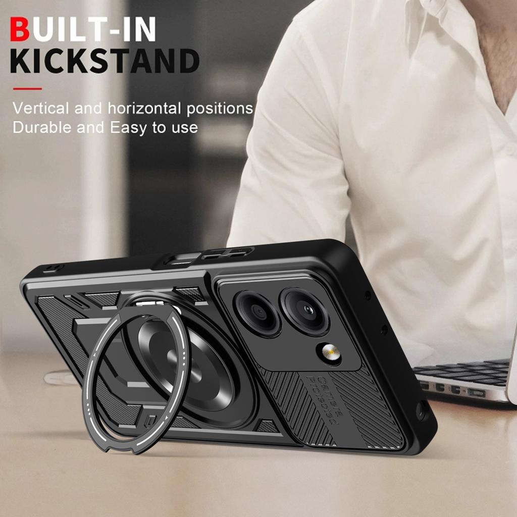 For Xiaomi Redmi A5 4G (171.7mm)/Poco C71 4G Magnetic Case Rotating Kickstand TPU+PC Phone Cover