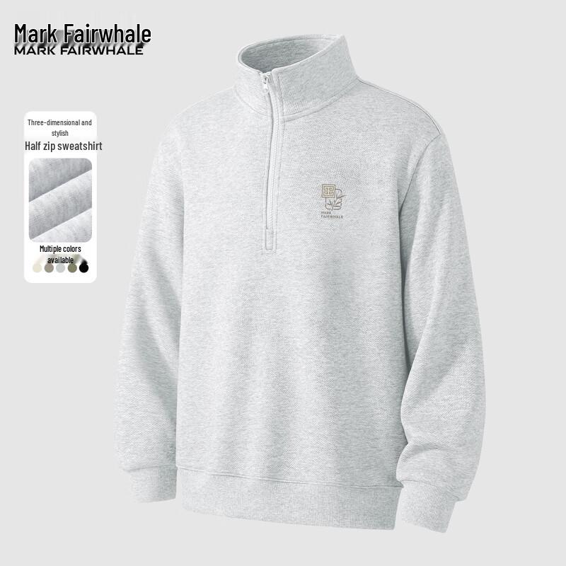 Mark Fairwhale Men's Loose Fit Half-Zip Stand Collar Sweatshirt