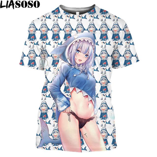 

Gawr Gura футболки с 3D принтом аниме Vtuber для мужчин и женщин модная футболка с круглым вырезом футболки больших размеров, топы в стиле Харадзюку, детская одежда для мальчиков и девочек XXXL