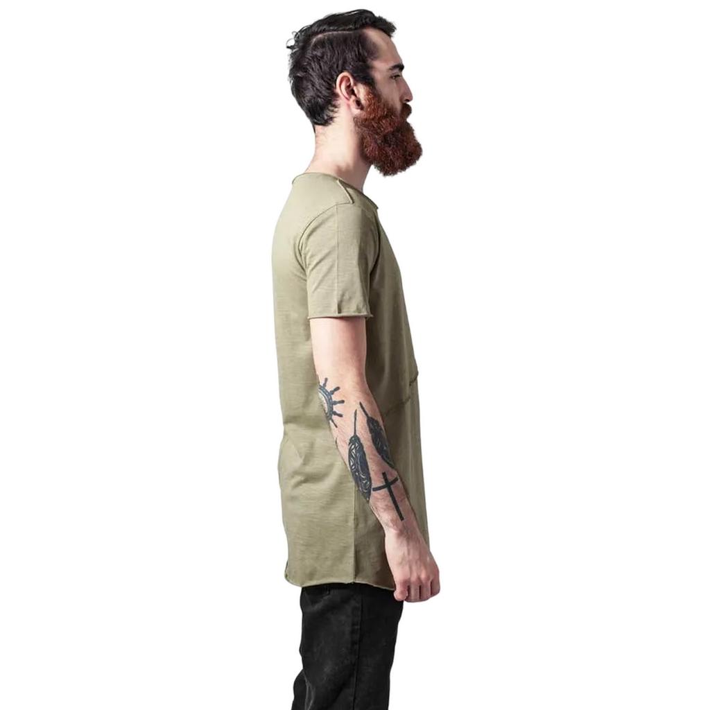 Urban Classics Mens Front Zip Open Edge Long T-Shirt