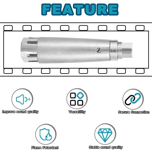 MKBKLLJY 3-Pin XLR Female To RCA Female Adapter Jack Socket Audio Gender Changer Coupler Connector with Zinc Alloy Metal Case and Silver Cable Ties Co