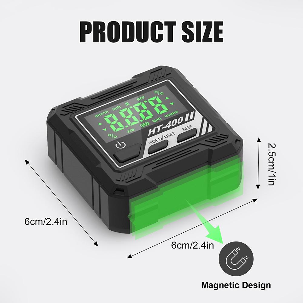 HT-400 Digital Protractor Electronic Accuracy Angle Gauge 4*90° Magnetic Inclinometer Mini Level Box for Woodworking Tools