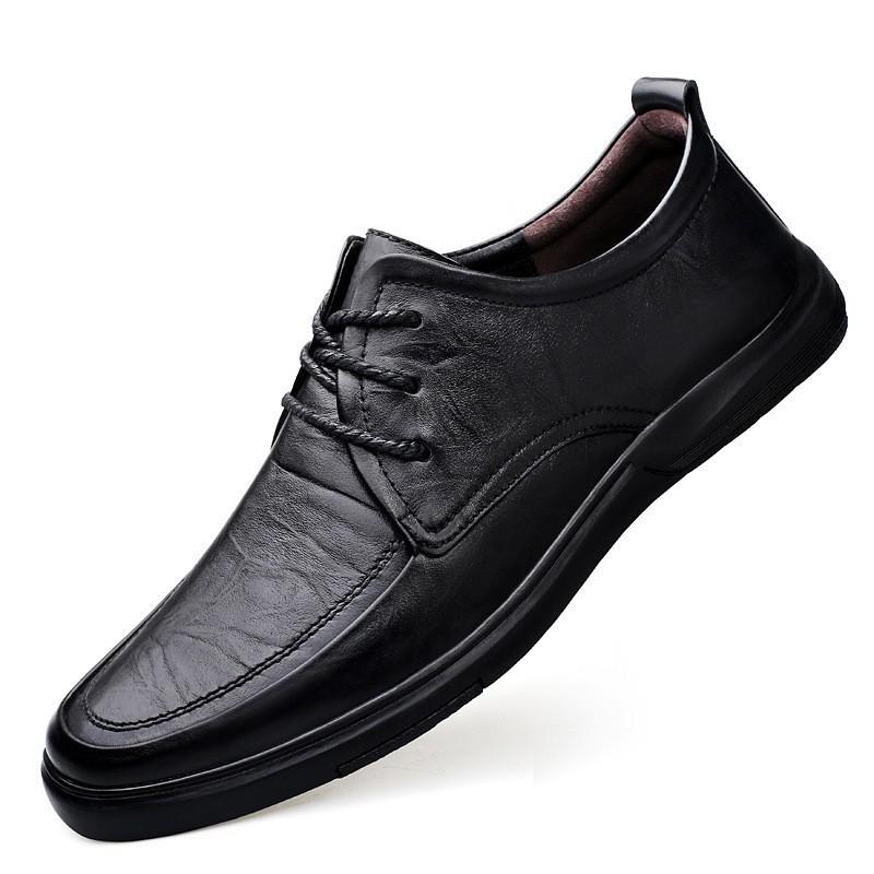 Men's Plus Size Genuine Leather Dress Shoes - Soft Sole & Upper, Sizes 37-47