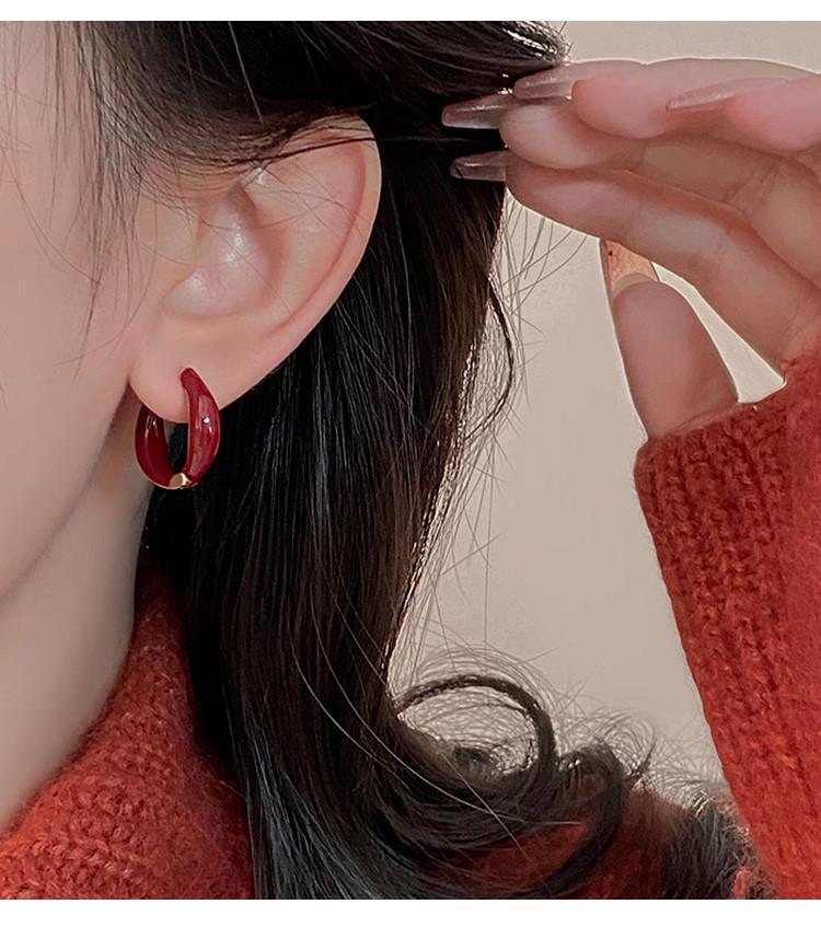 2026 Autumn and Winter Red Drop Glazed Earrings