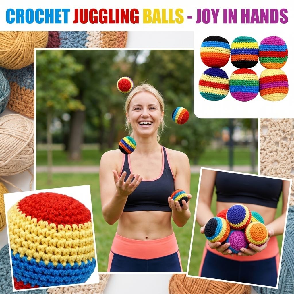Lot de 6 Footbags Tissés à la Main au Crochet pour Jeux de Jonglage, de Coordination et Activités Extérieures