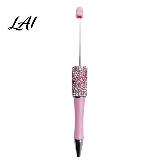 Fun Office Supplies Diamond Beadable Pens Bling Rhinestone Beaded DIY Plastic Bead Pen Crystal Gift for Women Shaft Black Ink Ballpoint Pens