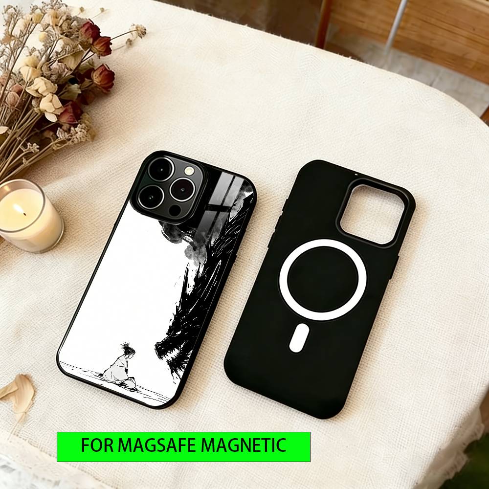 Minimalist Ink Art Phone Case For iPhone17,16,15,14,13,12,11 Plus,Pro Magnetic with Magsafe Wireless Charging