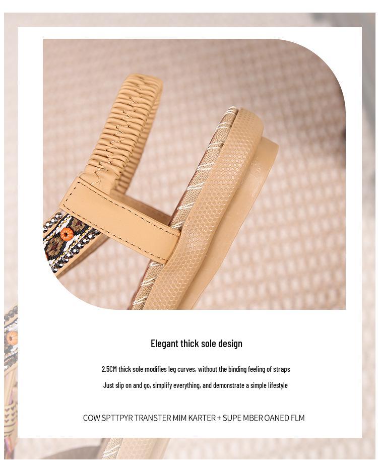 2025 Bohemian Rhinestone Women's Summer Sandals - Flat, Round & Open Toe