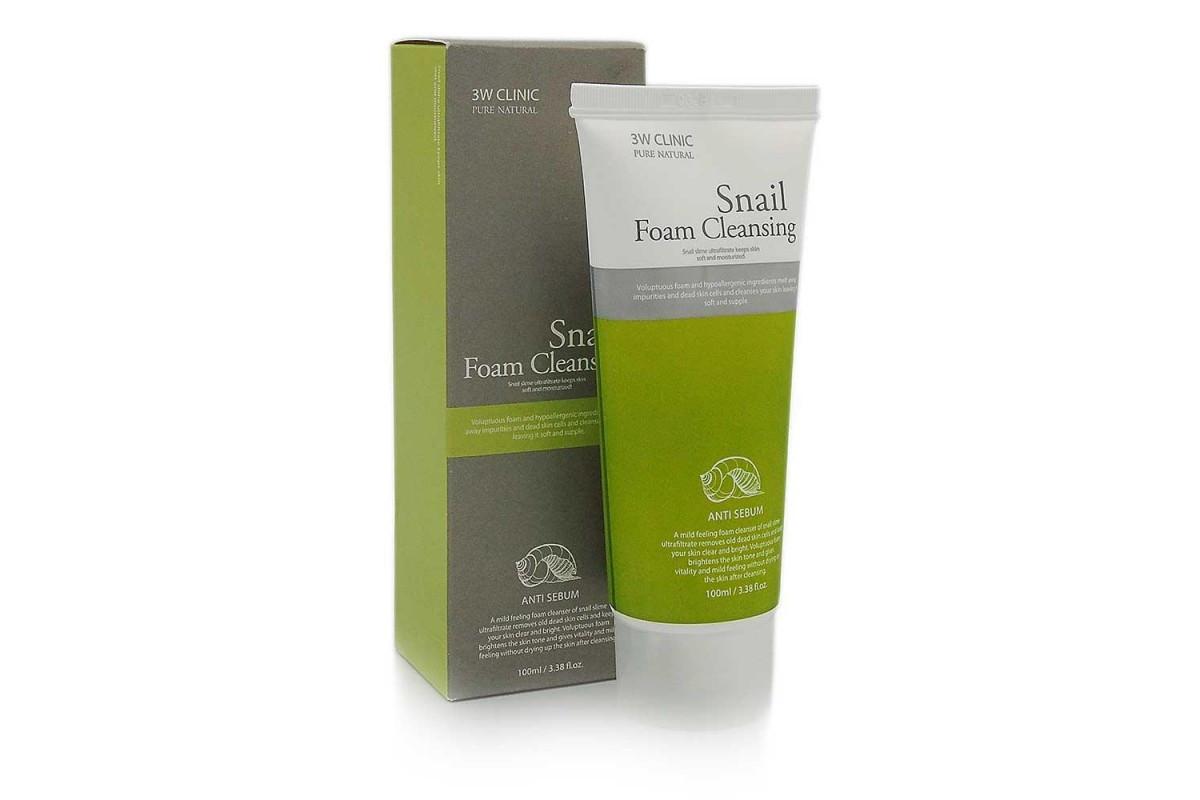 Mousse nettoyante Snail Foam 3w-clinic au mucus d'escargot 100 ml