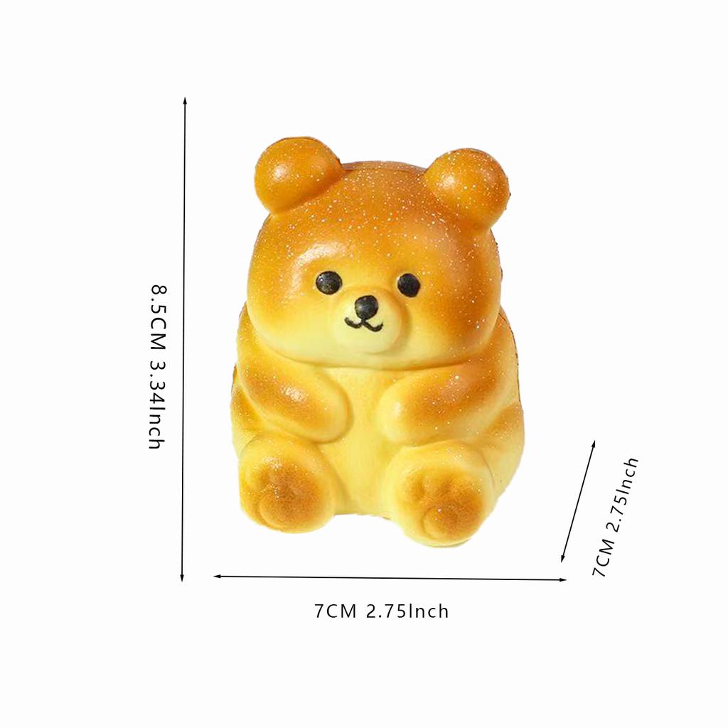 1Pcs Bear Simulation Decompression Pinch Music Student Opening Gift Bear Simulation Bread Slow Rebound Pinch.