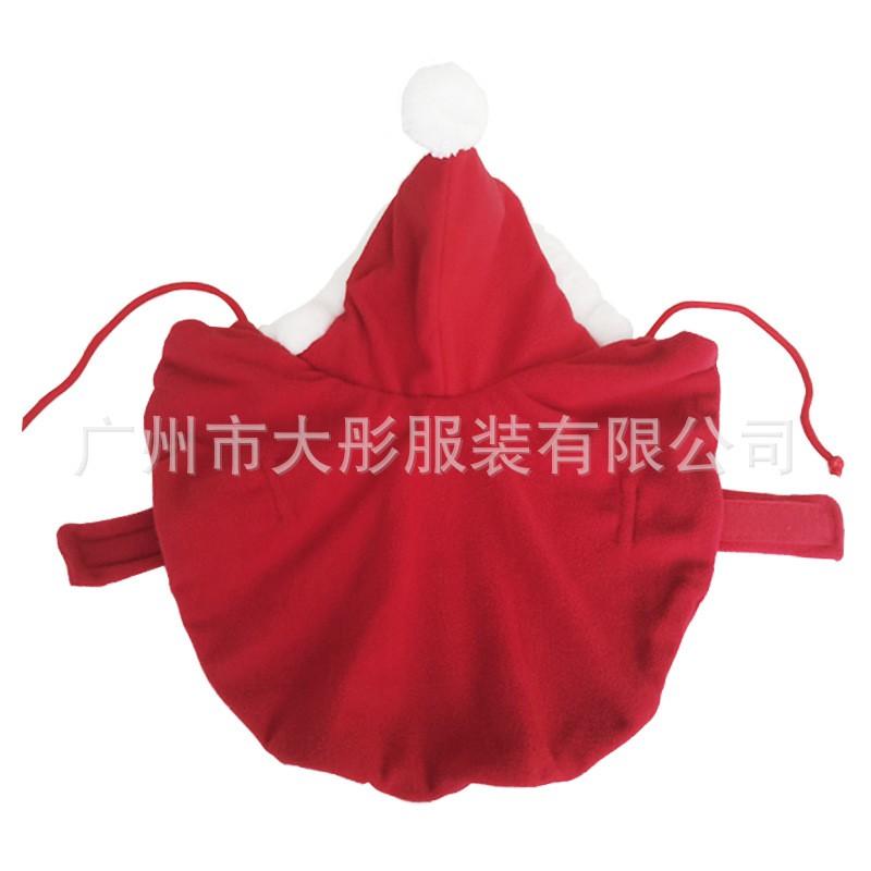 Pet Christmas Costume Winter Warm Coat Dogs Cats Hooded Cape With Santa Hat Holiday Outfit