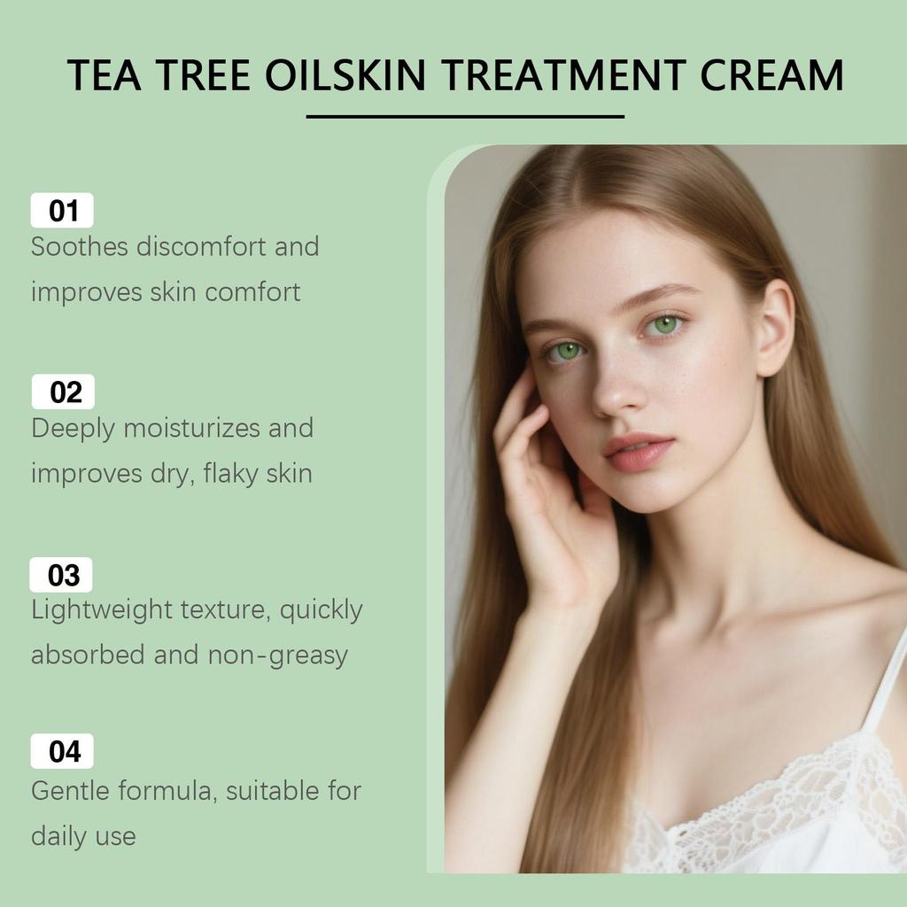 Tea Tree Oil Repair Cream Hydrating Anti-Dryness Soothing Redness Barrier Protection Brightening Refreshing Moisturizing Cream