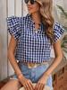 Summer Tops Double Layer Ruffled Hem Cute Sweet Girls' Dresses Check Short Sleeve