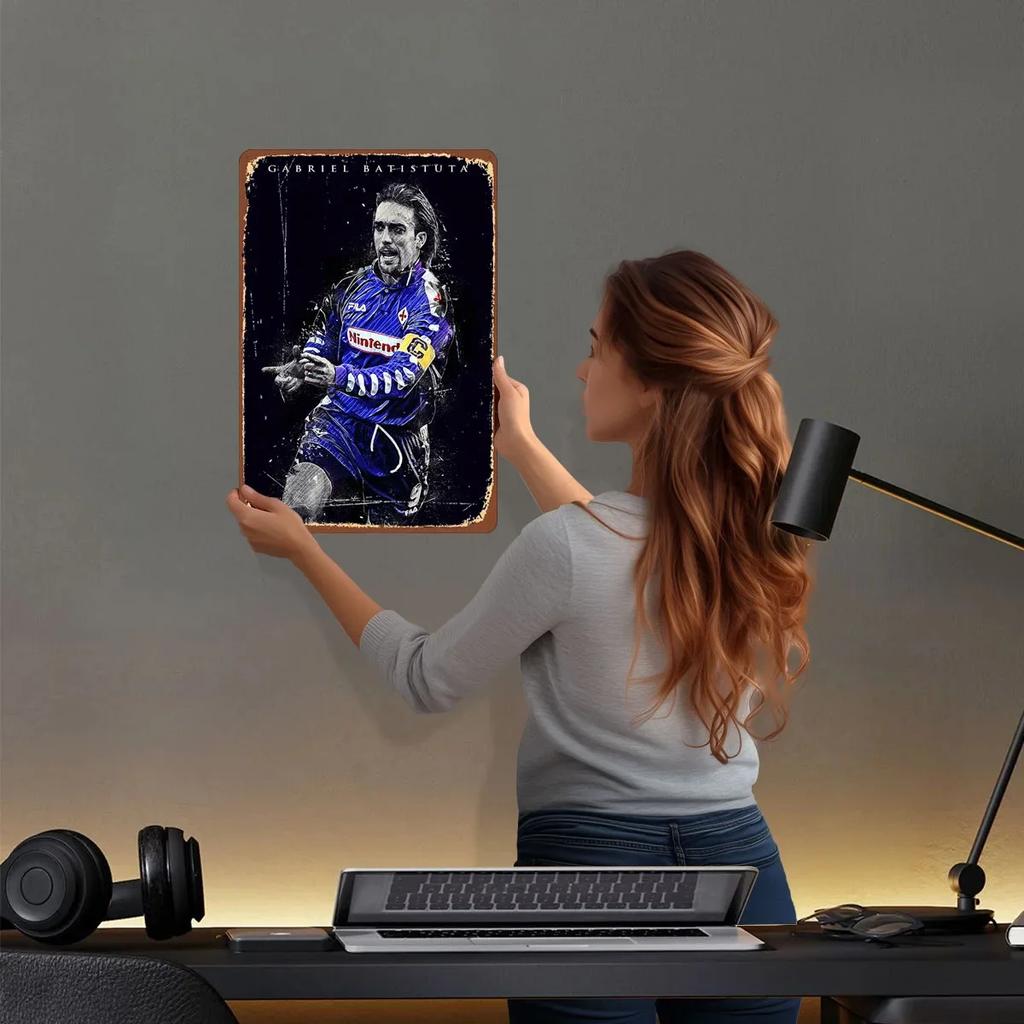 Gabriel Batistuta Fußballspieler Metallposter Vintage Innendekoration Personalisierte Blechschilder für Wandkunst Dekoration