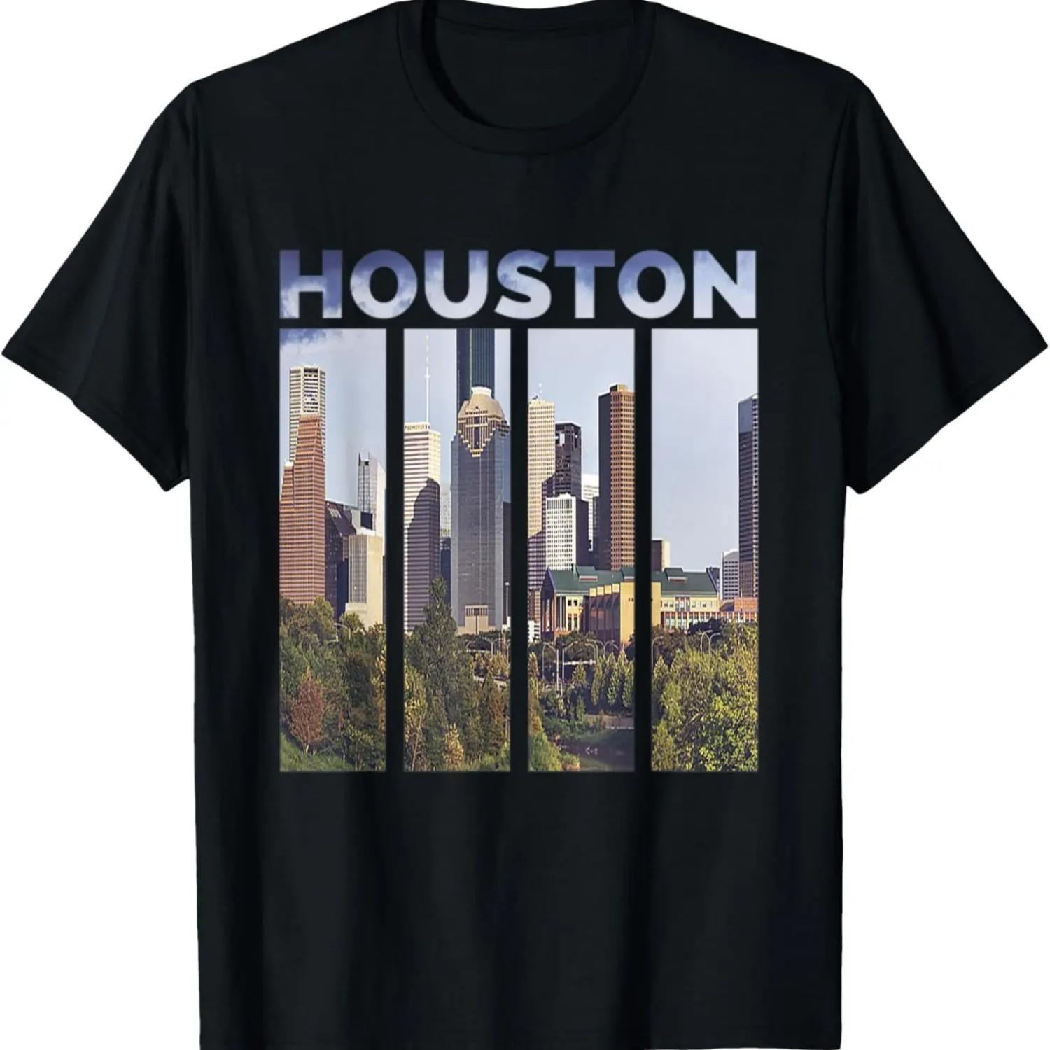 Downtown Houston City Skyline Souvenirs State Texas T-Shirt S чёрный