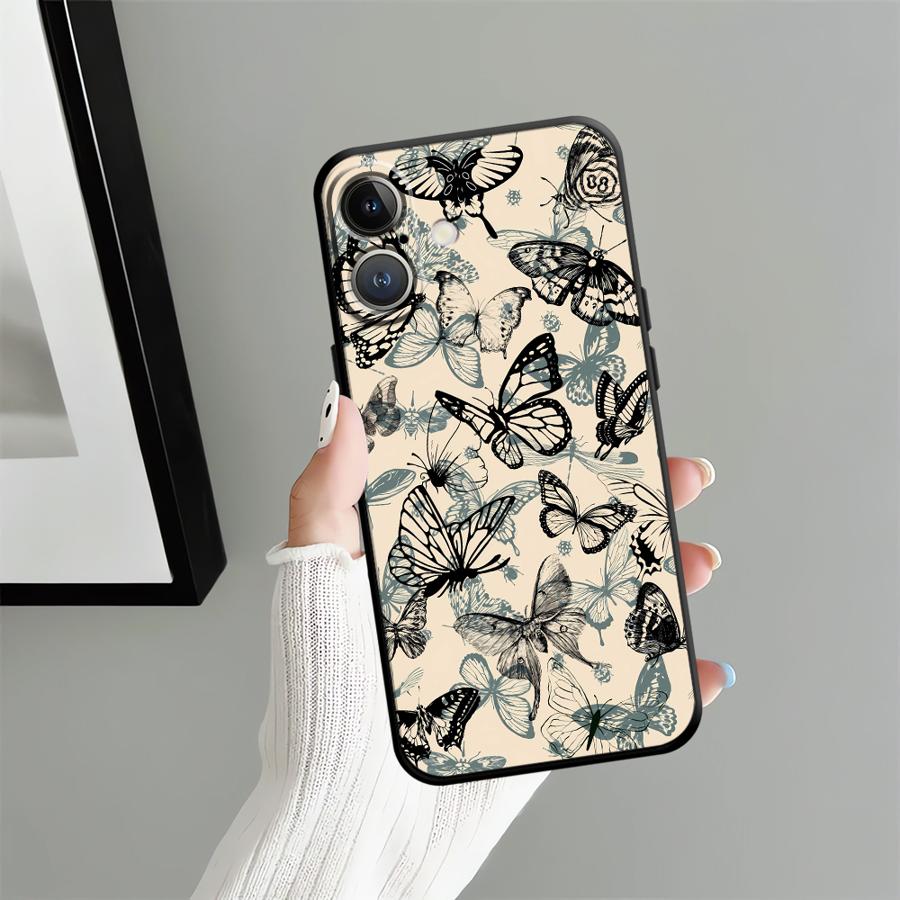 Case for Apple iPhone 17 Pro Max 12 11 16 14 13 XR XS MAX Air 15 Pro 7 8 Funda Phone Cover Retro Butterfly Flower