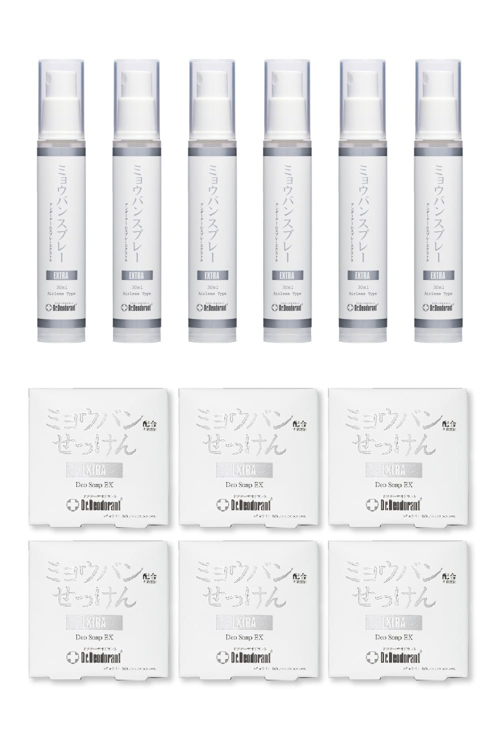 

Для запаха подмышек и использования на ногах Спрей Алунит Лечебное мыло Алунит Дезодорант Идеальный набор дезодорантов EX 6 запахов, EX. [Квази-лекарственное средство] EX. Доктор. (6 спреев, мыла).