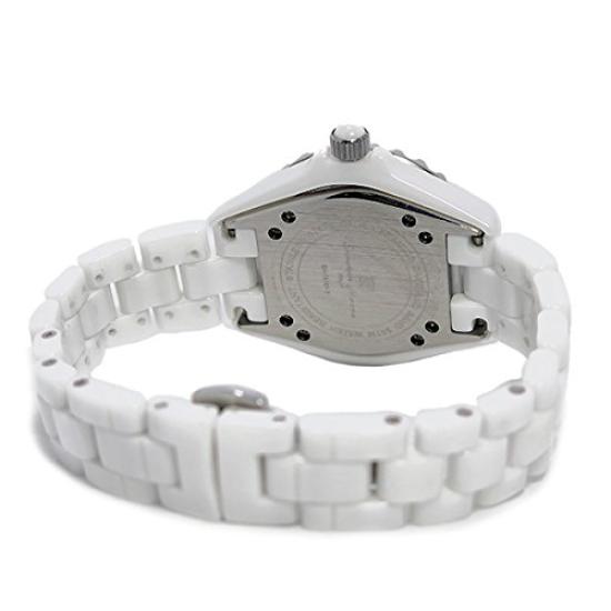 Salvatore Marra Quartz Analog Watch with Date Ceramic Unidirectional Rotating and Watch Cloth Included Women's Display, Bezel, (WHA) [Used]