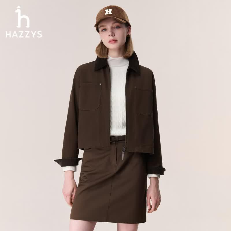 HAZZYS Women's PHIZ Series Contrast Collar Short Jacket