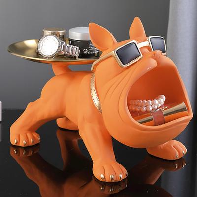Französische Bulldogge Figur Schlüsselablage Großes Maul Sonnenbrille Hund Harz Statue Schmuck Kleinkram Schlüssel Behälter Box Tier Schreibtisch Dekoration Ornament