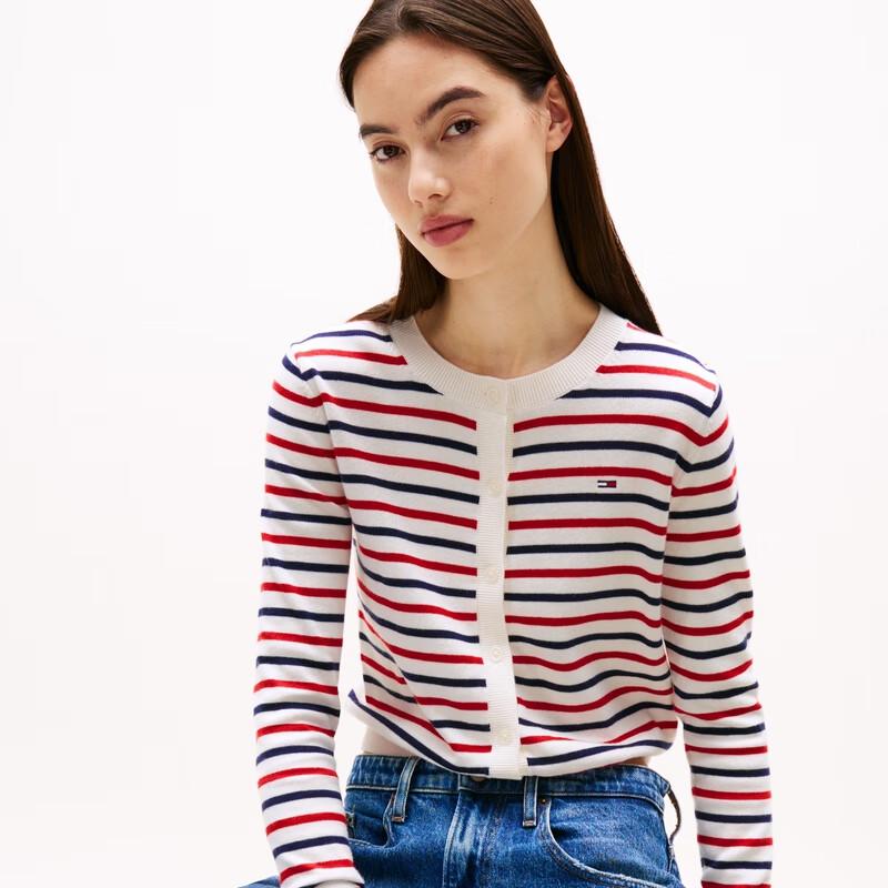 TOMMY JEANS Women's Cotton Striped Slim Fit Cardigan