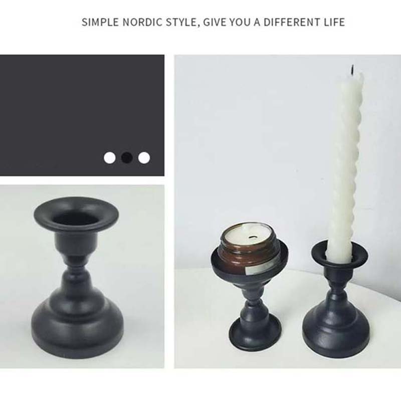 2x Iron Candles Stick Holder Candle Stand Simple Candle Holder for Pillar
