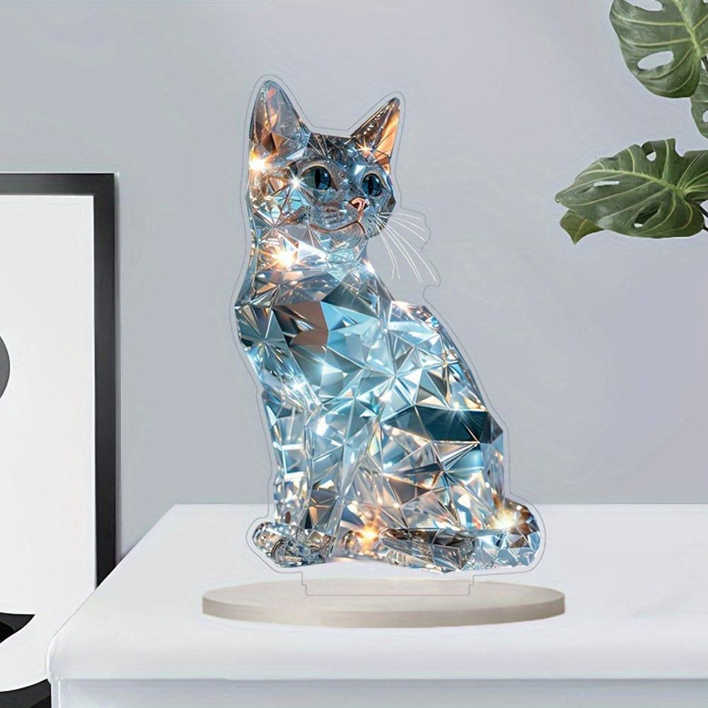 Acrylic Decorative Sign Cat Colorful 2D Flat Print Cute Elephant Ornament Crystal Art Home Decor Figurine Table Ornament Gifts