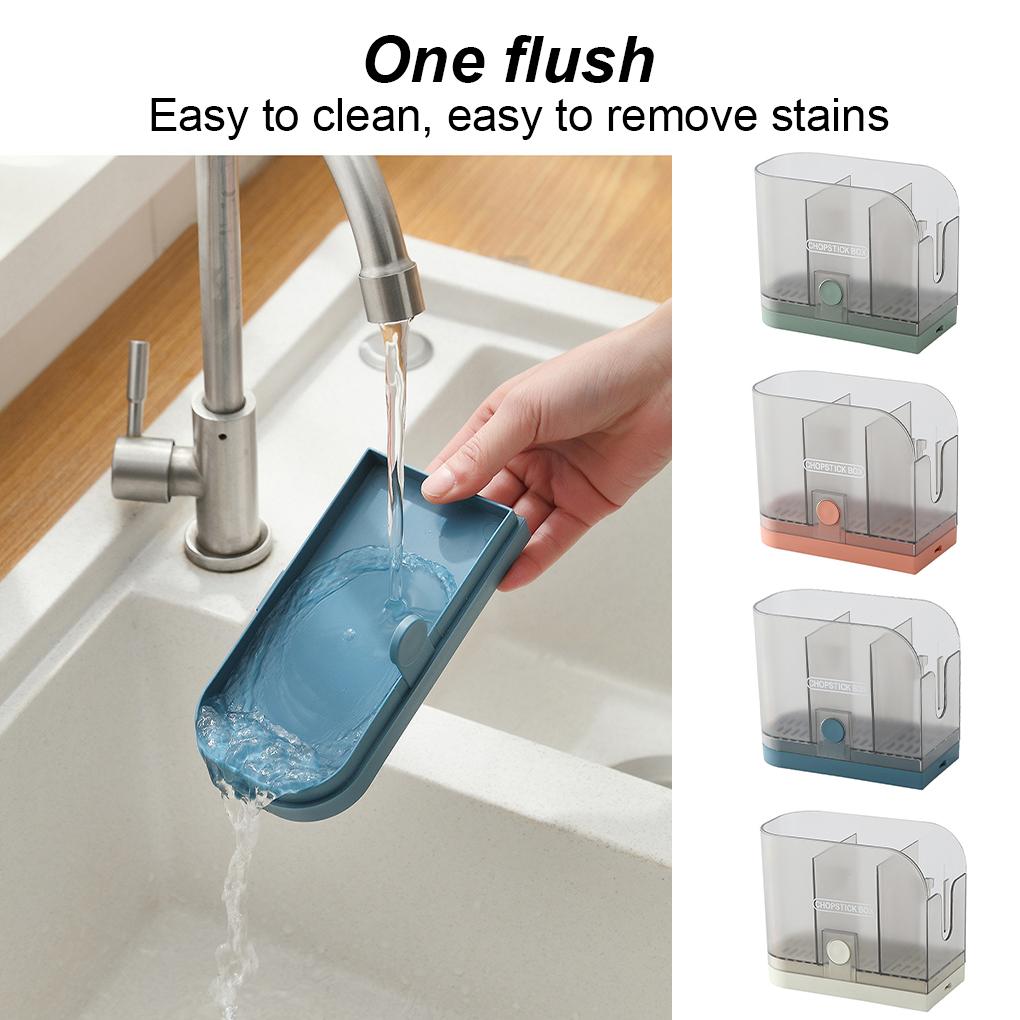 Chopstick Holder Draining Chopstick Organizer Rack Plastic Kitchen Spoon Fork Storage Box