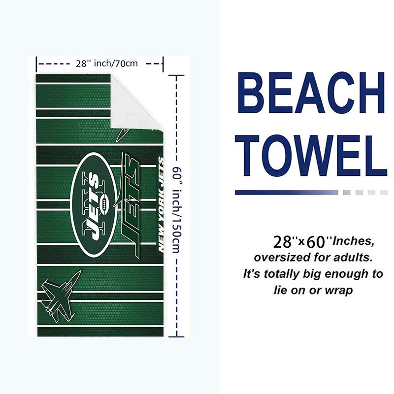 New York Jets Print Beach Towel, Large Soft Quick Dry Towel for Beach Camping Swimming