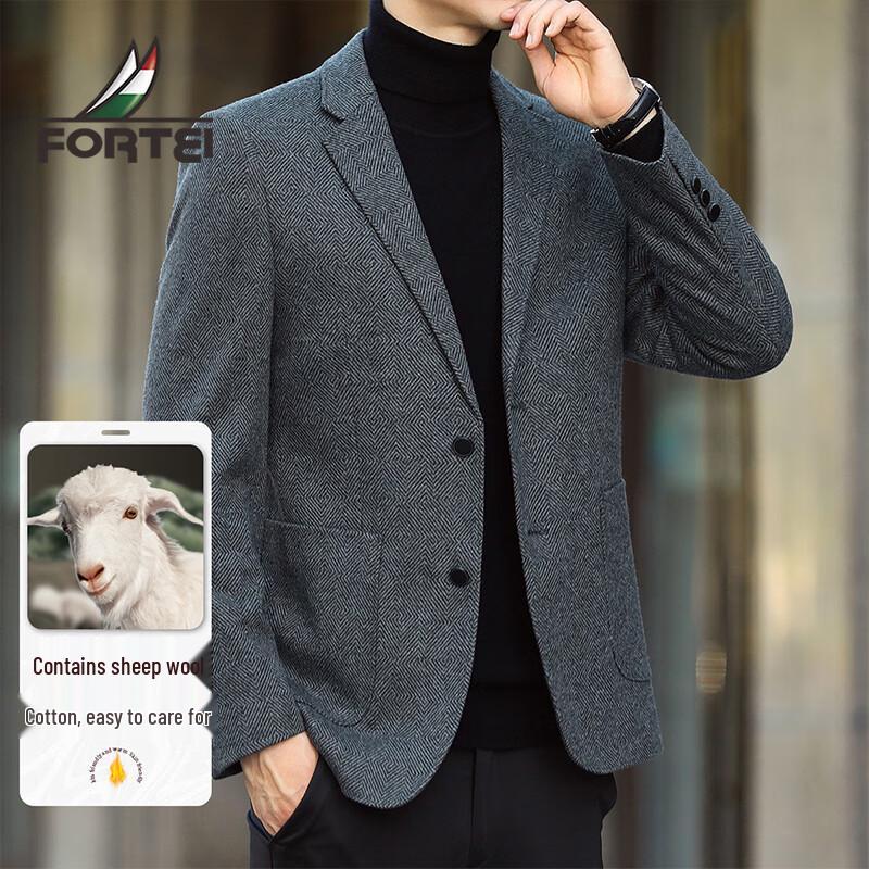 Мужской блейзер в стиле business casual из смесовой шерсти 56