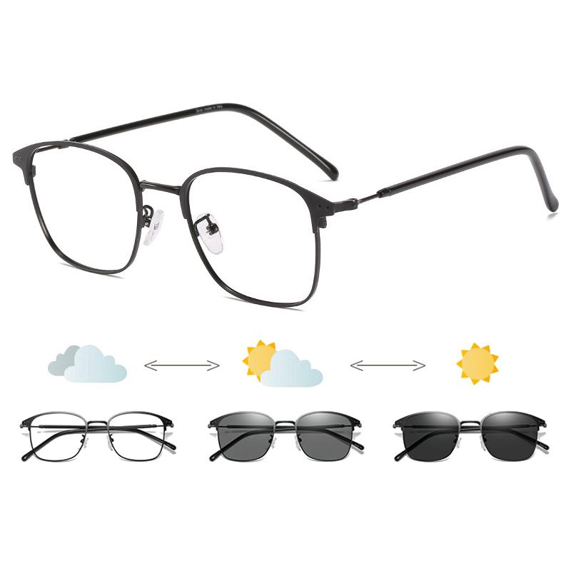 Fashion Square Anti-Blue Light Glasses Men Women Vintage Metal Photochromic Glasses Classic Anti Radiation Computer Eyeglasses