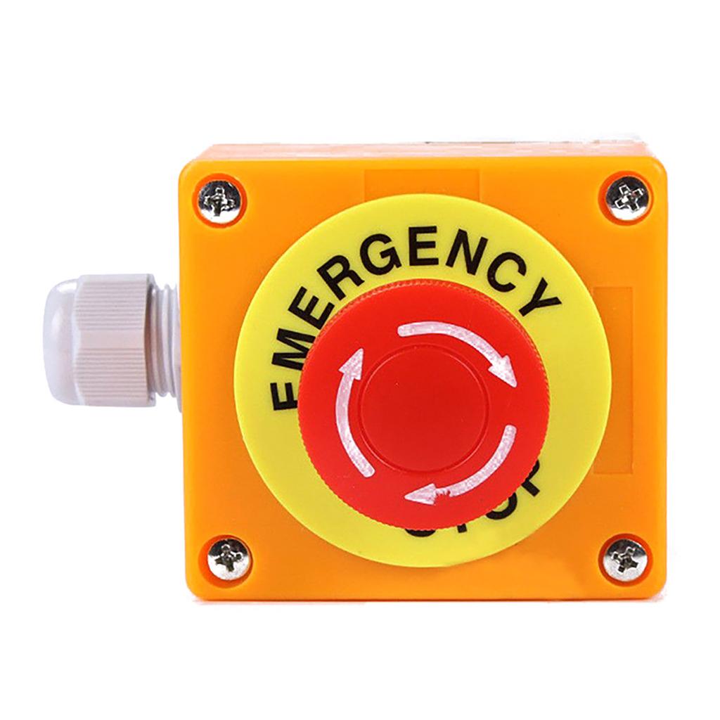 Red Sign Emergency Stop Push Button Sturdy Plastic Shell E-Stop Push Button for Indoor and Outdoor Electrical