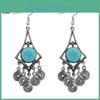 Hollow Luxy Water Moon Women Drop Large Earrings Faux Turquoise Temperament Jewelry