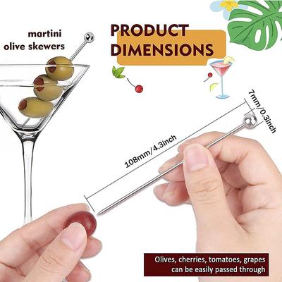 12 Pièces Piques à Cocktail en Acier Inoxydable pour Boissons Martini Olive Bloody Mary Bar Cure-dents Garniture Boisson Apéritif Brochettes de Fruits