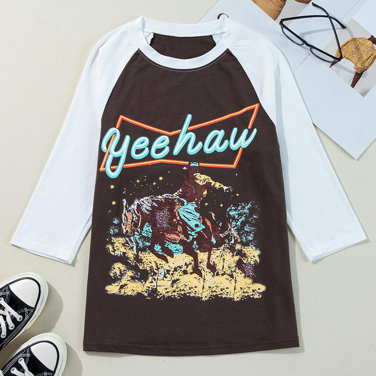 

Shiying Women s European & American Print Round Neck Long Sleeve Pullover Sweatshirt S коричневый