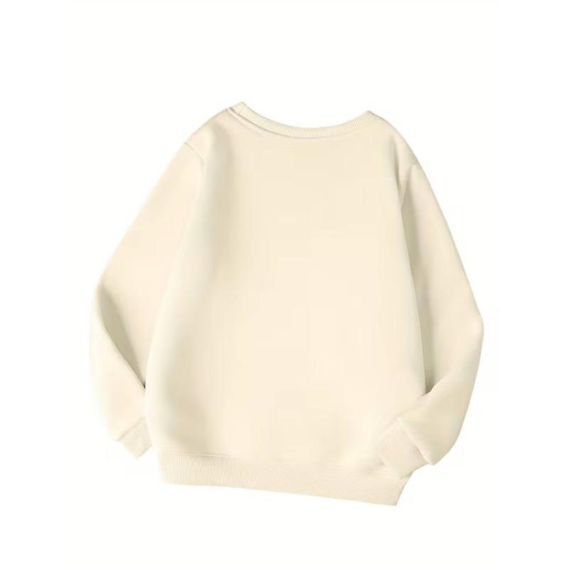Girls' Round Neck Sweatshirt with Corgi and Bubble Tea Print, Essential for Back-to-School Season, Suitable for Parties