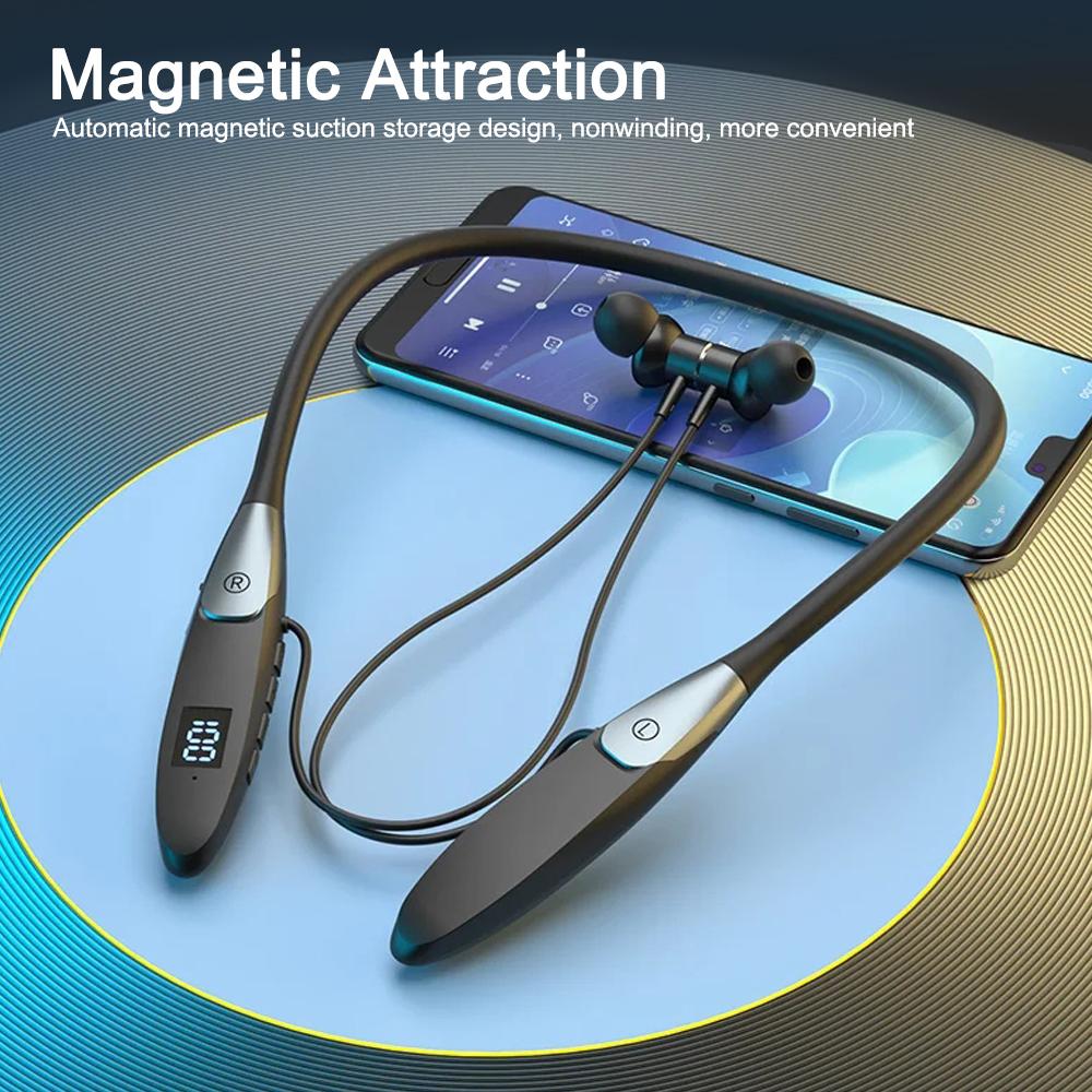 60 Hours Playback Wireless Bluetooth 5.3 Headphones Neckband Bass Stereo Sports Waterproof Headphones with Microphone
