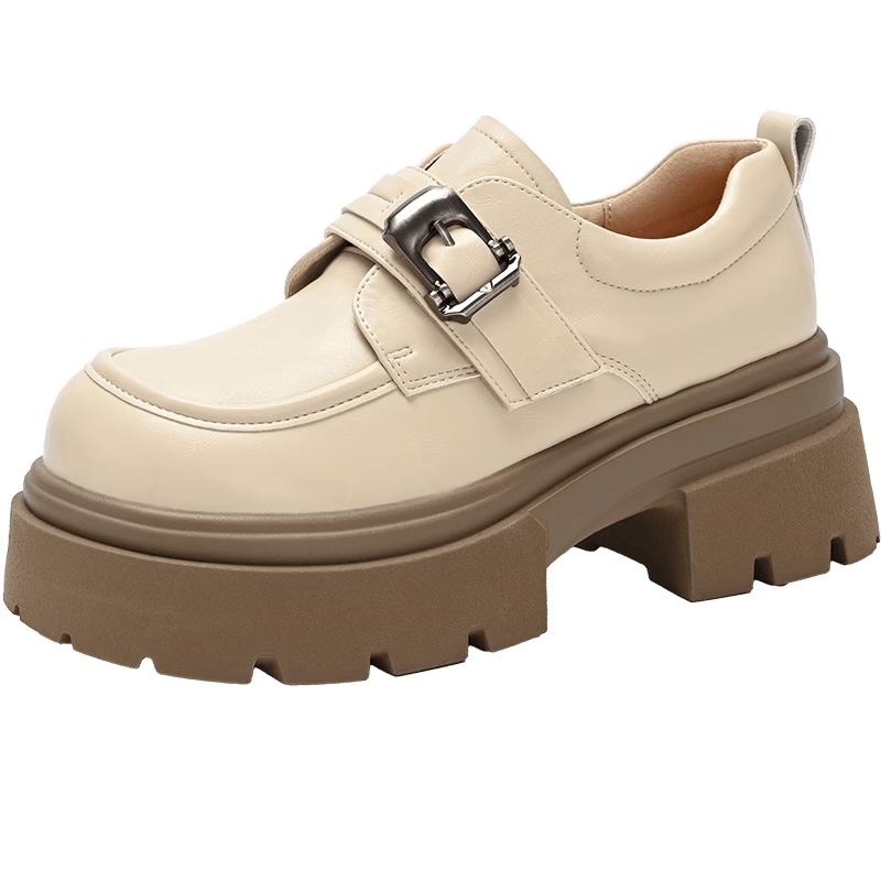 Women s British Style Chunky Platform Loafers 37