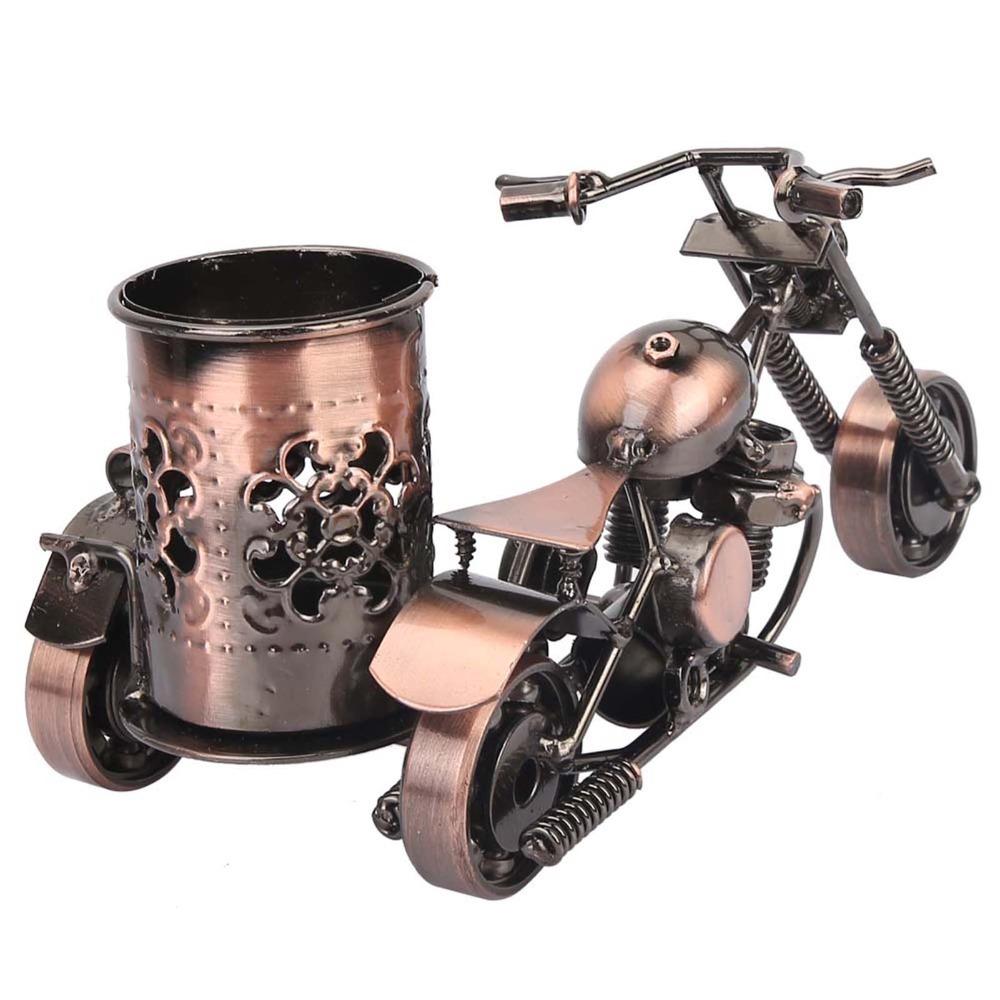 Desktop Organizer Desk Pen Stand Bronze Motorcycle Desk Decor Motorcycle Pen Holder Home Office