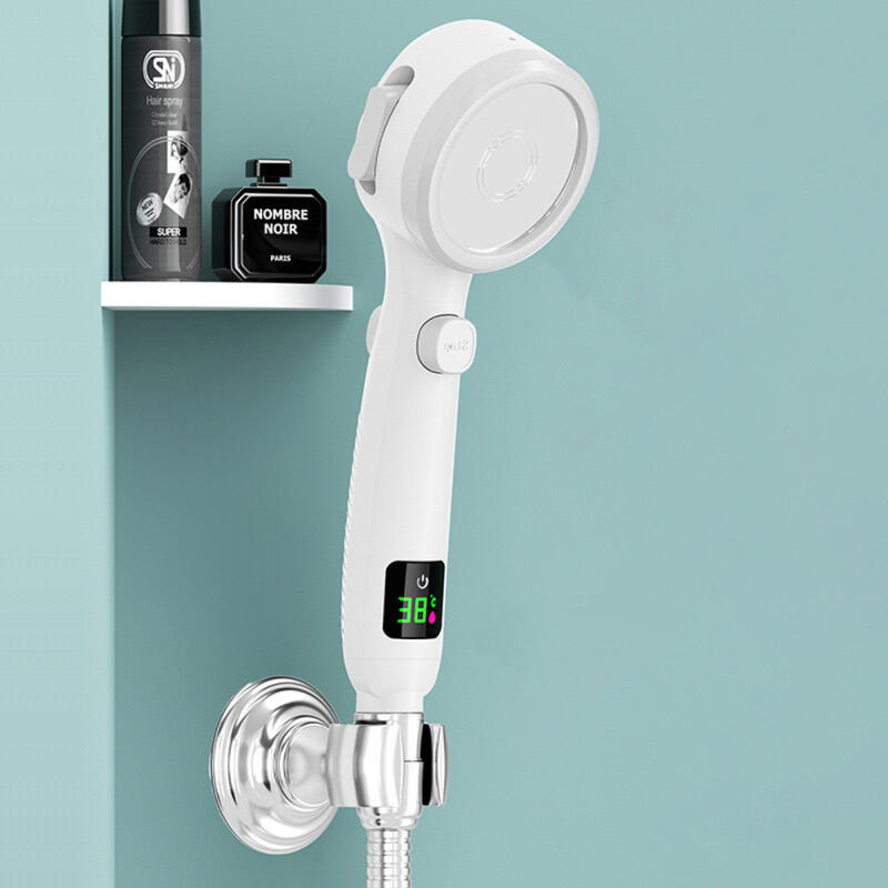 

Temperature display filter shower water pressure on/off shower head