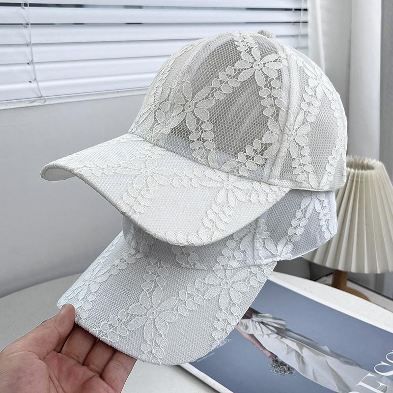 Summer New Lace Hollow Flower Temperament Baseball Cap Women's Outdoor Street Versatile Sunscreen Sunshade Cap