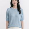 Navava Women S Simple baSic Solid Rib Round Neck 5 Sleeve Knit Tee Nk3670